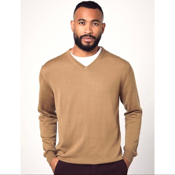 Bonobos Merino Wool Vneck Camel Tan 